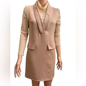 Lianjiani Chic Tan Long Sleeve Dress Medium